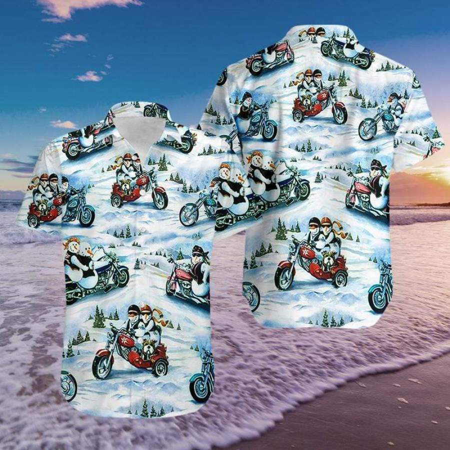 Hawaii Aloha Shirts Christmas Snowman Racing Ha98234