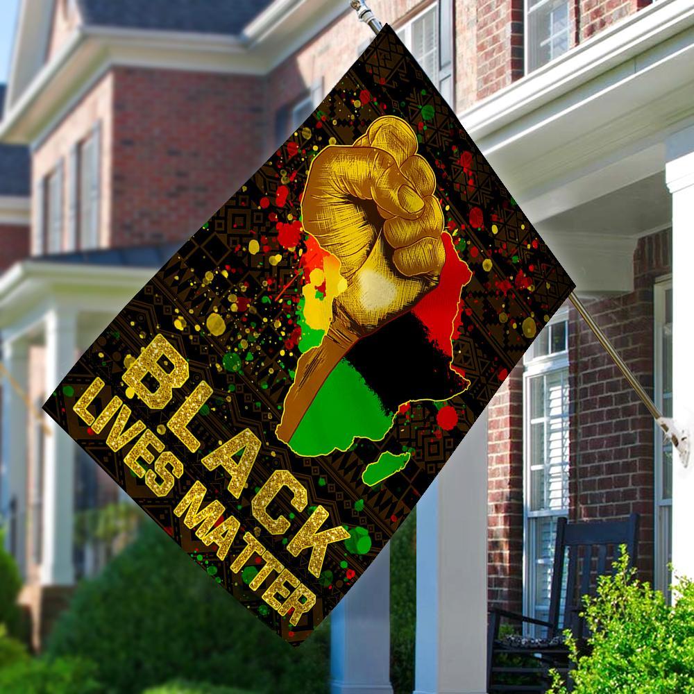 Black Lives Matter Juneteenth Gold Hand Funny Full Printing Flag, Garden Flag, House Flag, Yard Flag, Outdoor Flag Decor