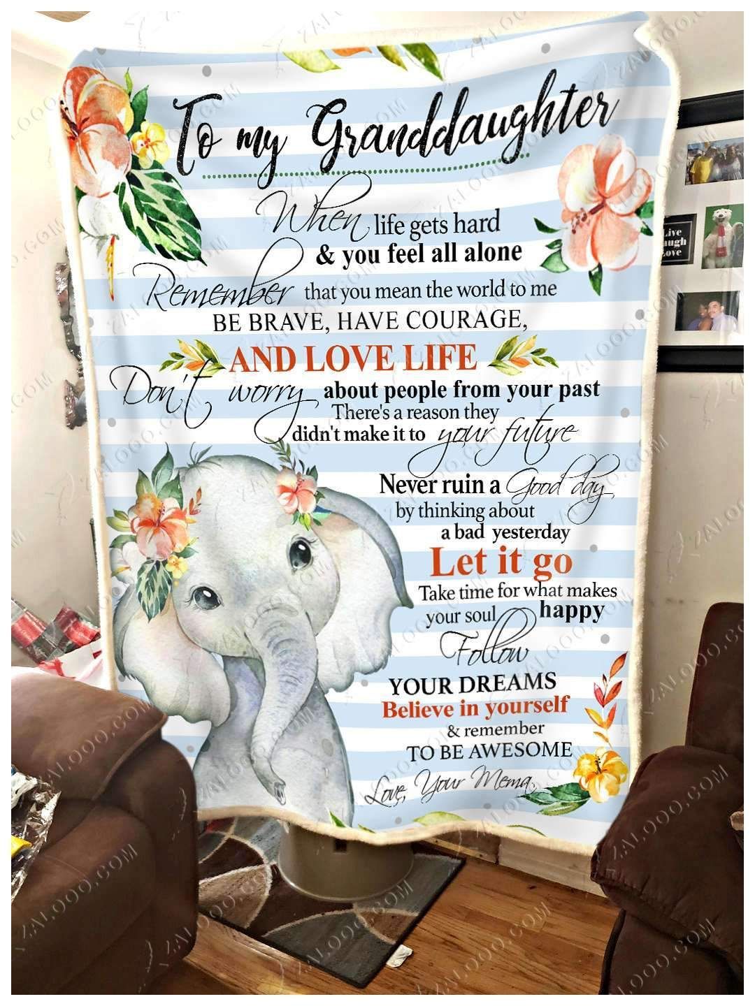 My Dear Granddaughter Elephant CL260925MDF Sherpa Fleece Blanket