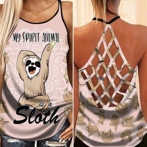 Sloth My Spirit Animal Is A Sloth 3D Criss-Cross Tanktop