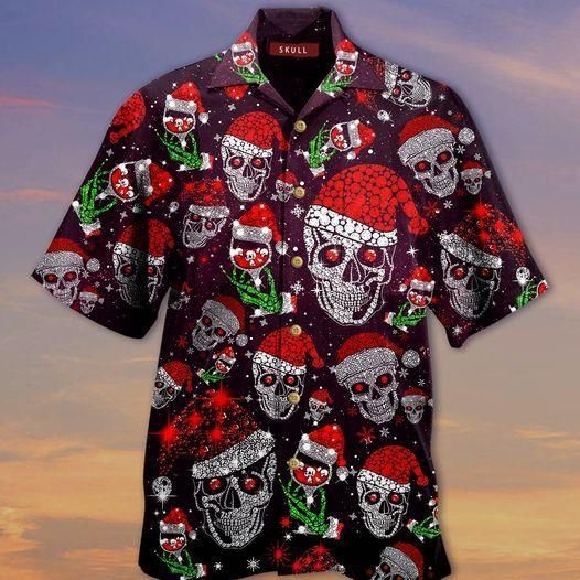 Cover Your Body With Amazing Bling Skull And Wine Hawaii Aloha Shirts Ha58519