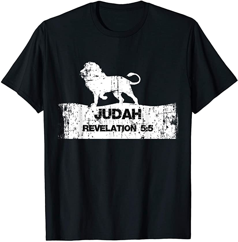 Lion of Judah Jesus Revelation 5:5 Christian Distressed T-Shirt