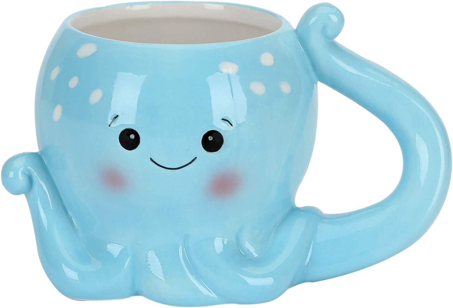 Handmade Porcelain 3D Blue Cartoon Octopus Coffee Mug