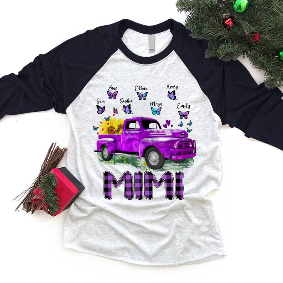 Grandma And Grandkid’S Purple Truck Flower Shirt