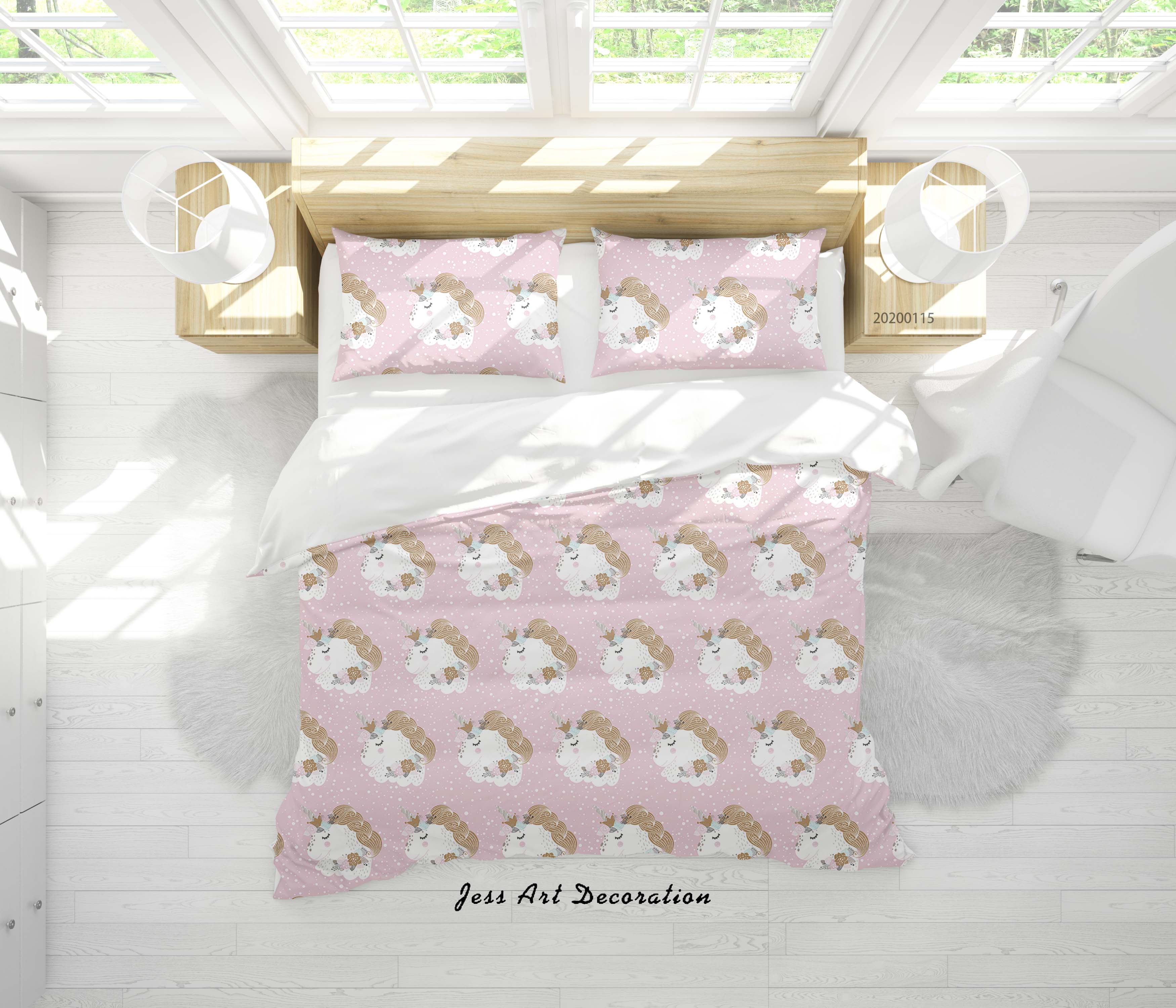 3D Cartoon Animal Unicorns Pattern Quilt Cover Set Bedding Set Duvet Cover Pillowcases Wj 9639