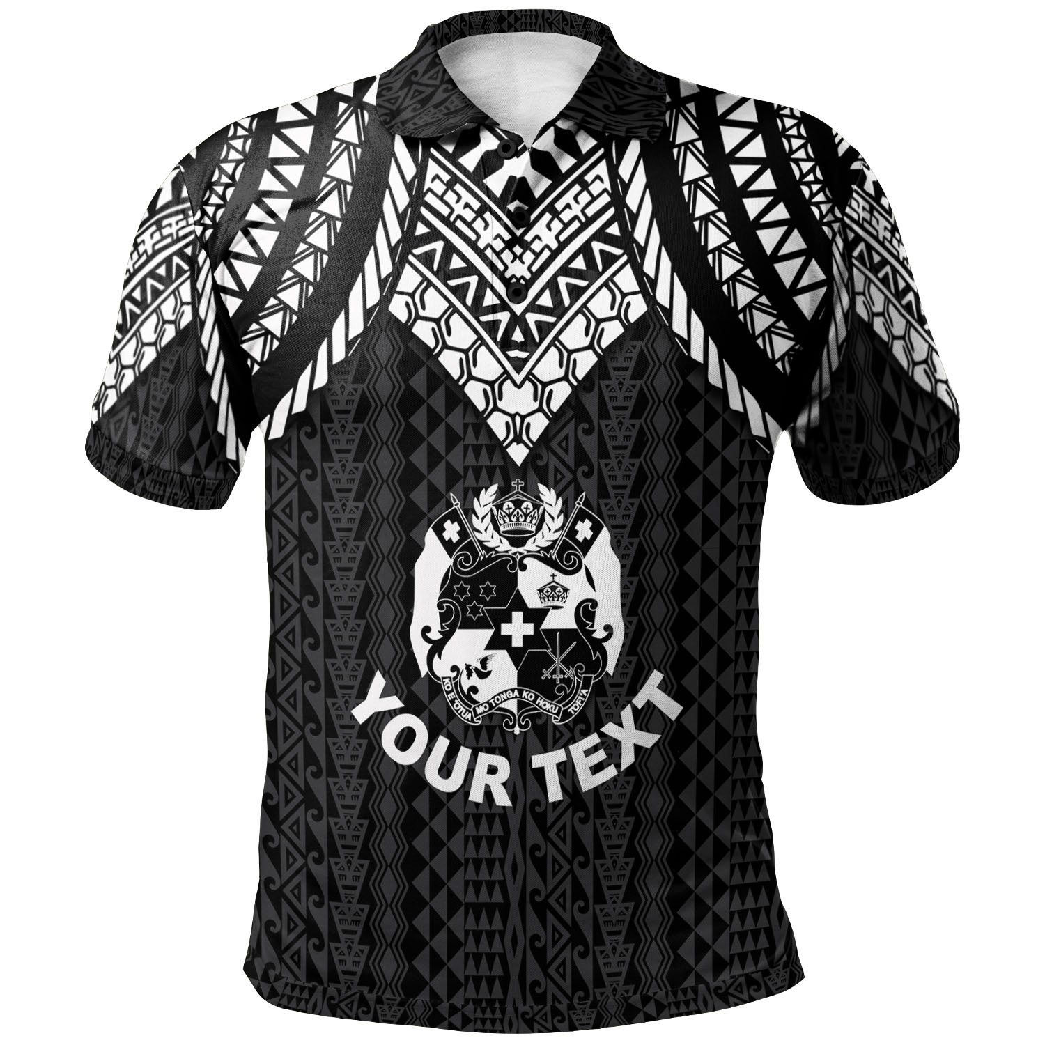 Tonga Custom Personalised Polo Shirt – Polynesian Armor Style Black – BN39