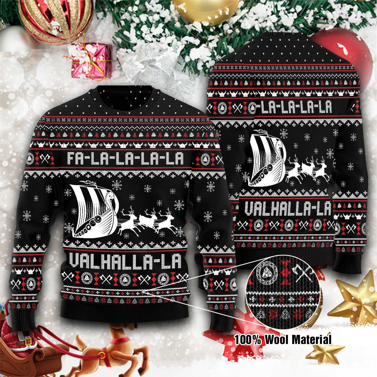 Viking Fa-La-La-La Ugly Christmas Sweater | Unisex | Adult | Us2001