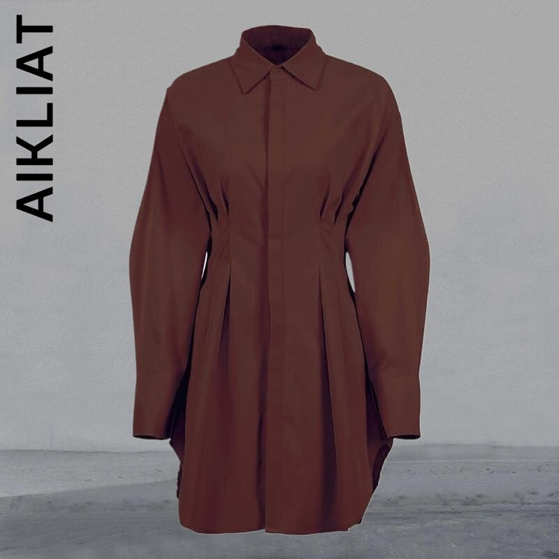 Aikliat Dress Long Sleeve Autumn Winter Women Basic Vintage Sexy Dress Midi Dress Outfits Loose Soft Vestidos Clothing Female alx