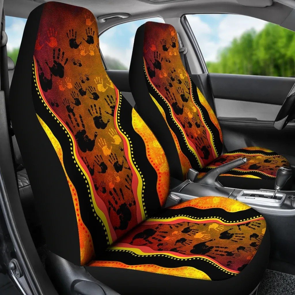 Aboriginal Art Golden Style 3D Design Print Car Seat Covers