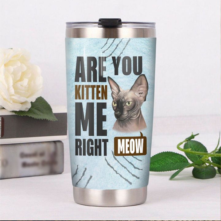 Sphynx Are You Kitten Me Right Meow Stainless Steel Skinny Tumbler Bulk, Double Wall Vacuum Slim Water Tumbler Cup With Lid, Reusable Metal Travel Coffee Mug