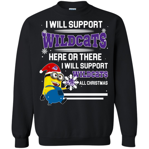 Abilene Christian Wildcats Ugly Christmas Sweaters Minion I Will Support All Christmas Hoodies Sweatshirts