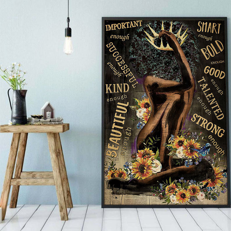 Afrocentric Canvas Attractive African American Poster Black Girl African Man Pretty Wall Art Home Decoration