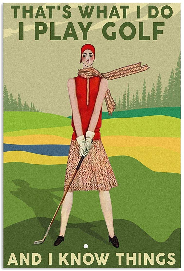 Vintage Golf That’S What I Do Know Things Poster Art Print      Home Decor Gift For Men Women Family Friend On Birthday Xmas