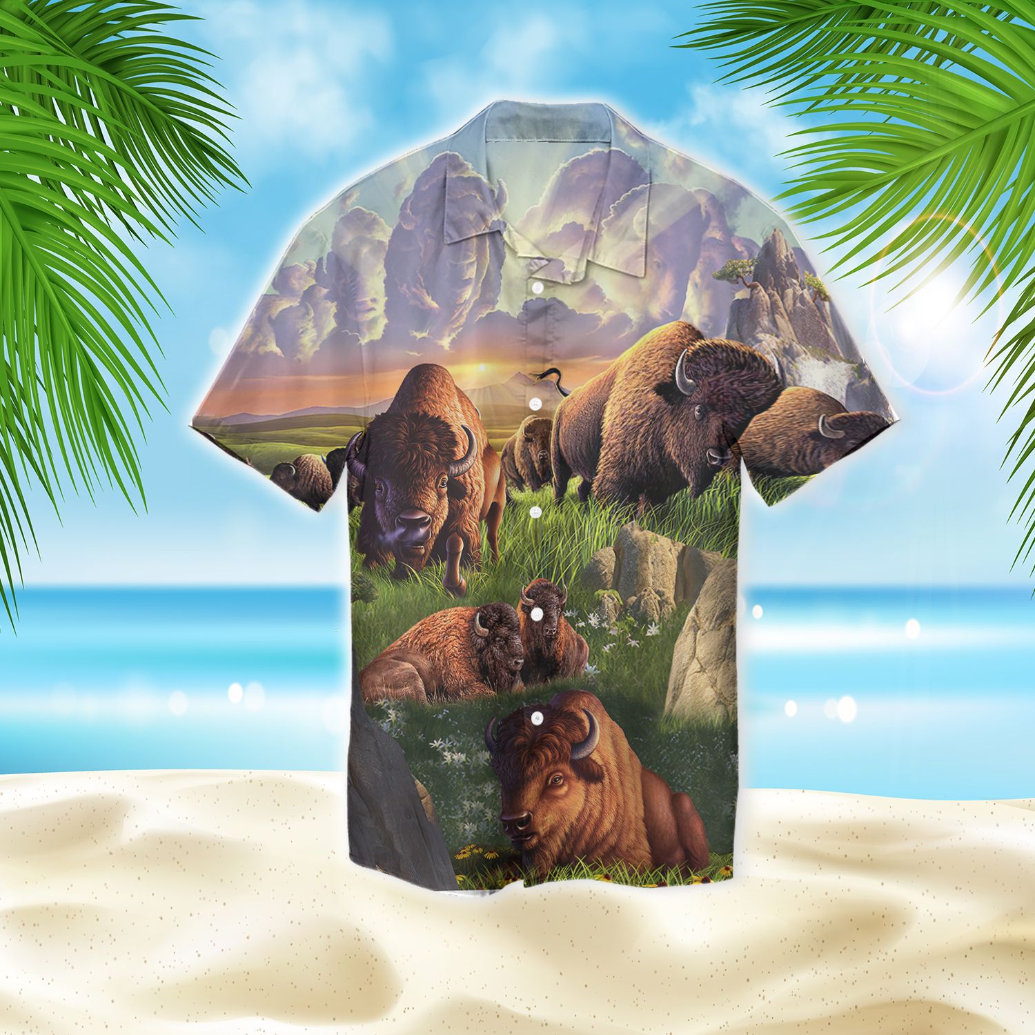 American Bison At Sunrise Unisex Hawaii Shirt Ha110507