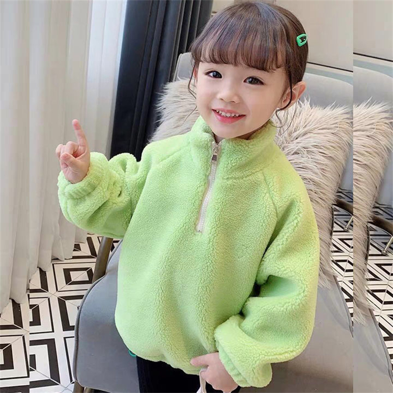 Boys’ Girls’ Hoodies Sweatshirts Baby’s Kids Outwear 2021 Pink Green Plus Velvet Thicken Winter Autumn Top Cotton Children’s Clo alx