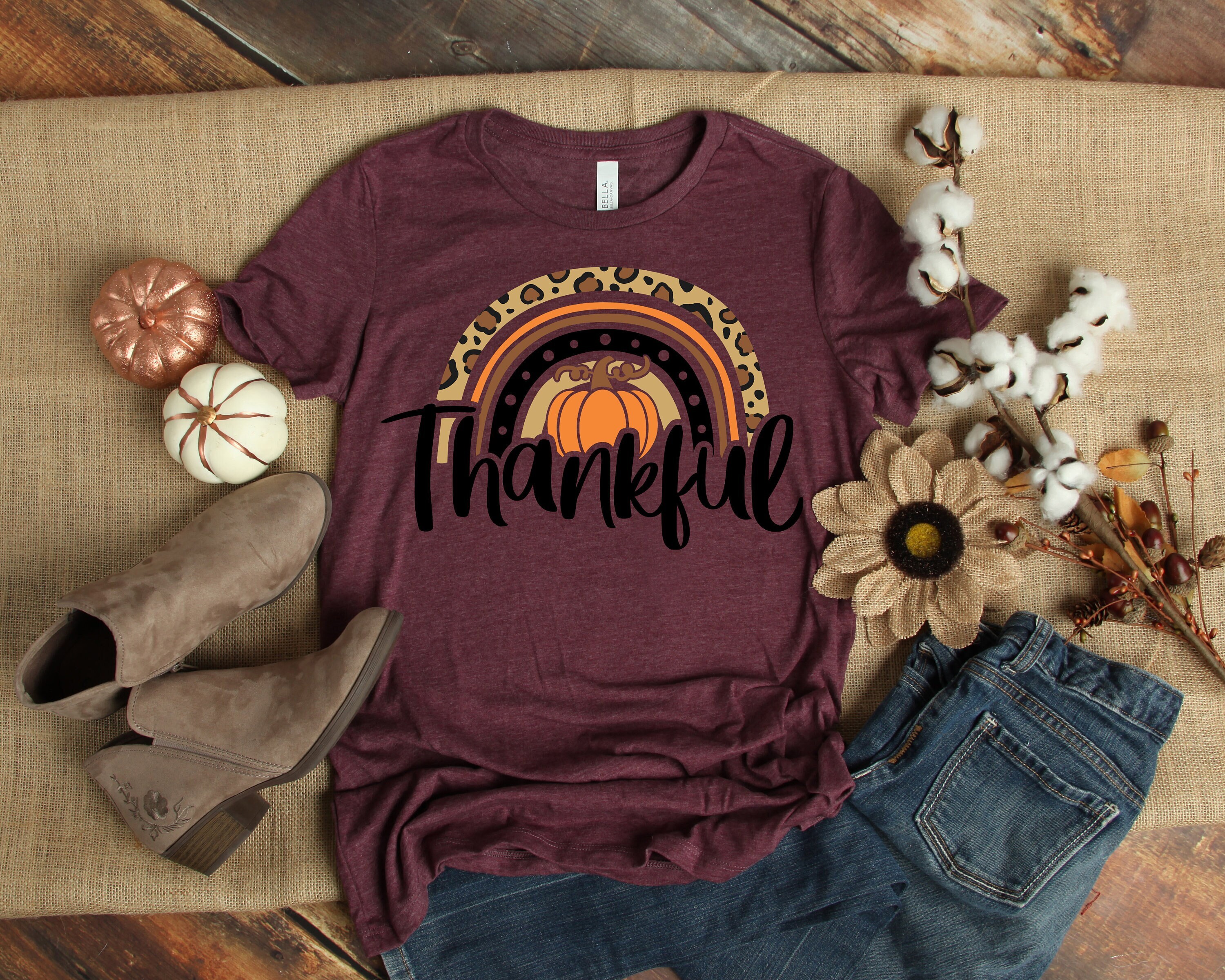 Thankful Rainbow Pumpkin Shirt,Thanksgiving Vacation Shirt,Family Thanksgiving Shirt, Thanksgiving Food Shirt,Thanksgiving Dinner Shirt Jack-o'-lantern ShirtHome Style