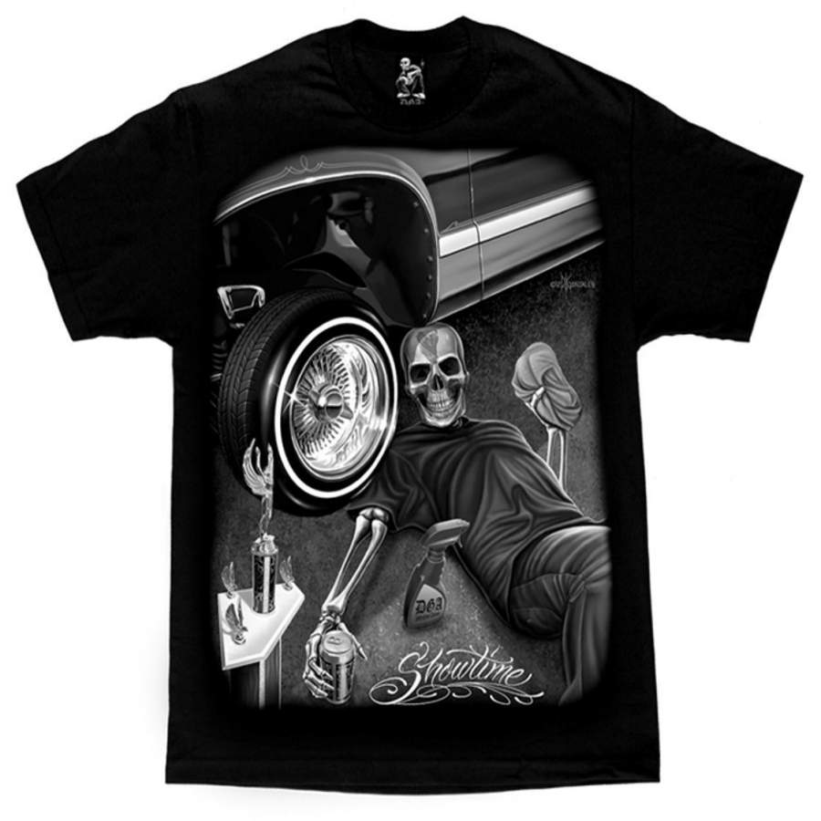 YPS David Gonzales Men’s Showtime Super Car Show Lowrider Skull Chicano DGA Art T Shirt