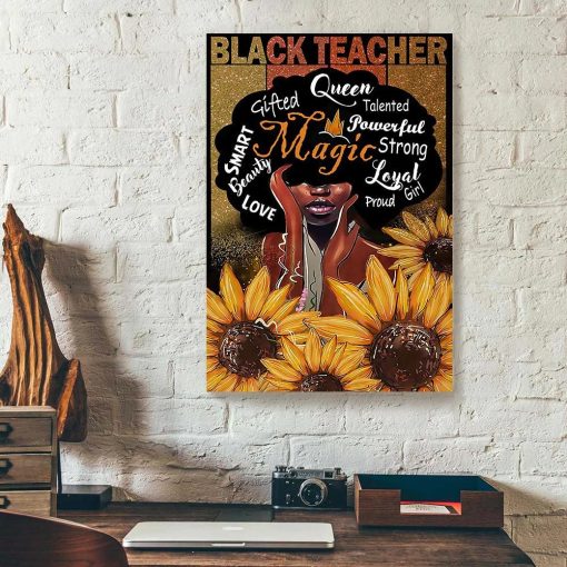 Black Teacher Sunflower Canvas