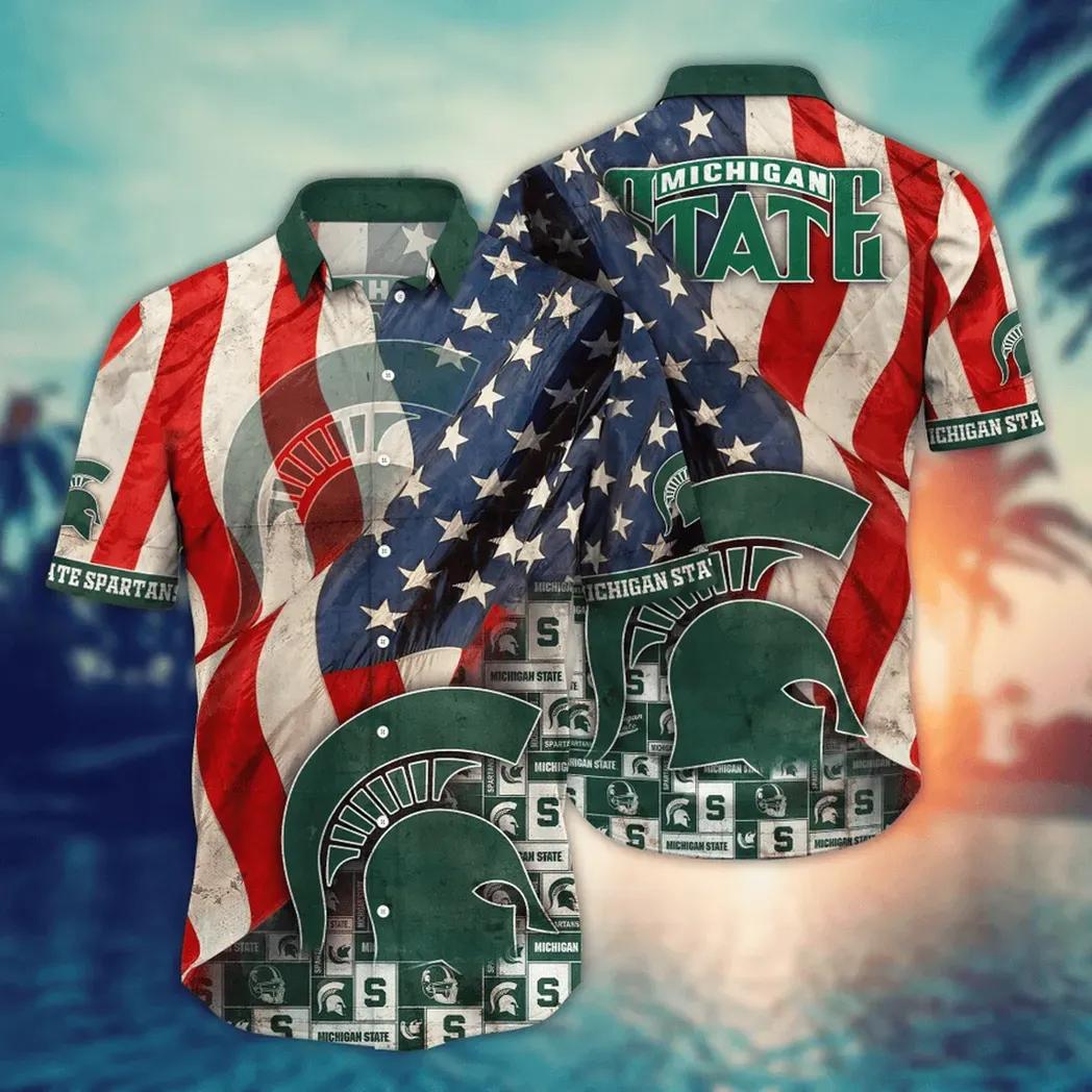 Michigan State Spartans Ncaa Flower Aloha Hawaiian Shirt 9, Ncaa Hawaiian Shirt
