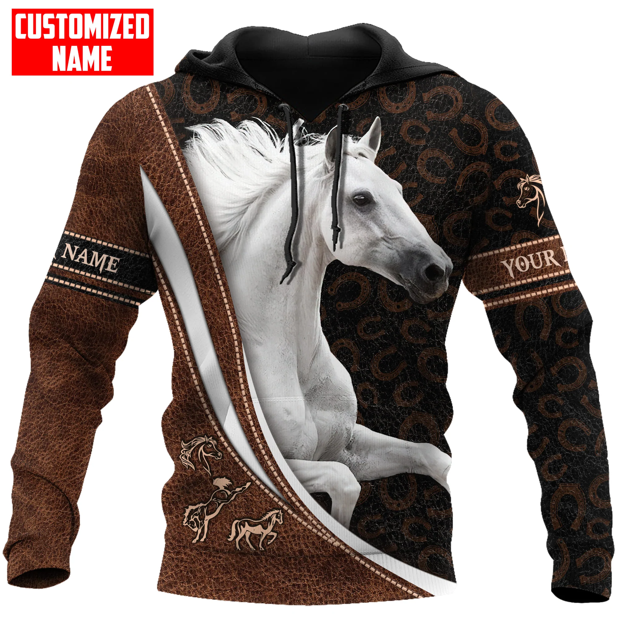 Personalized Name Arabian Horse All Over Printed Unisex Hoodie Custom Horse Hoodie