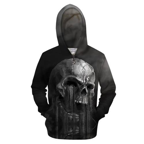 Flowing Skull Zip-up Hoodie