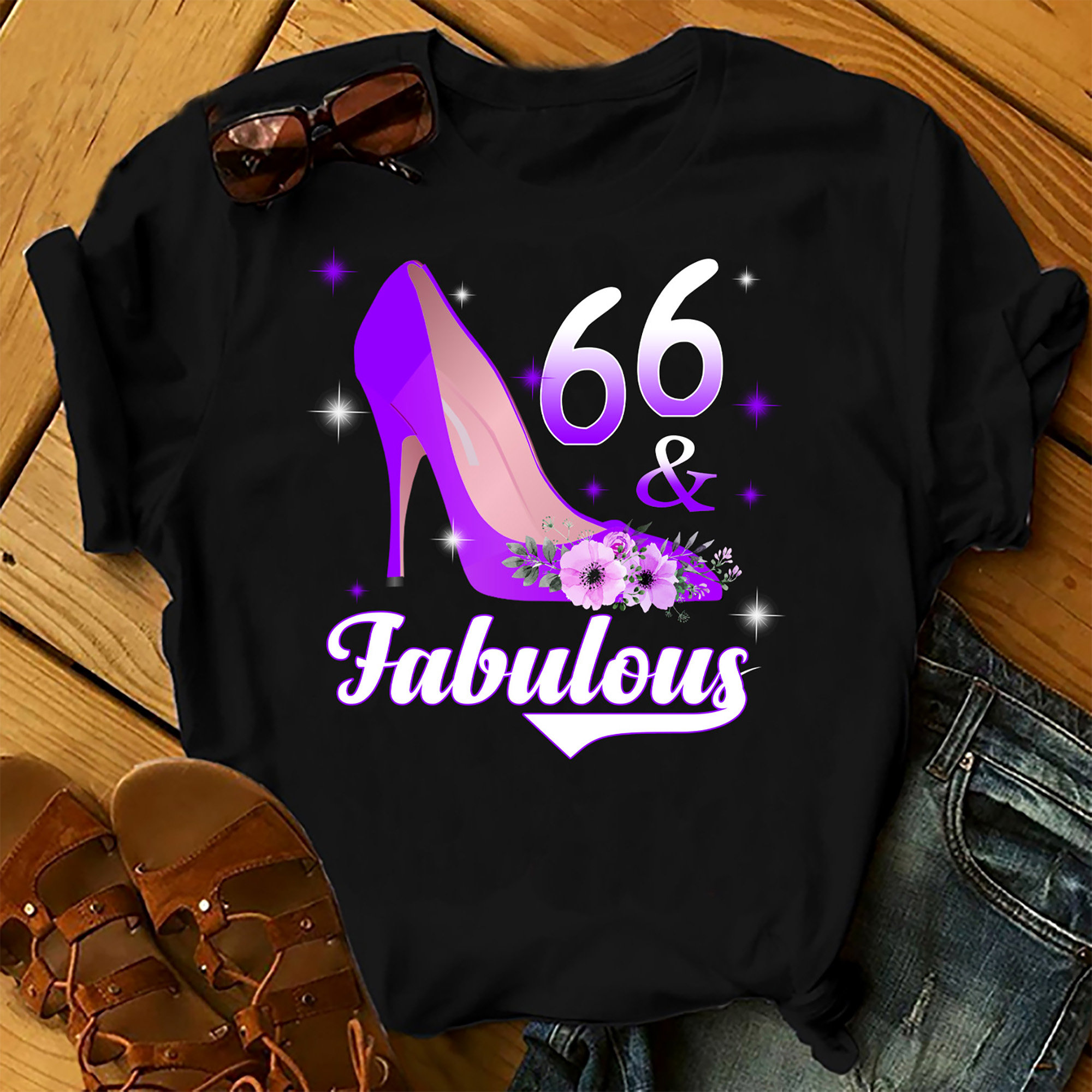 66 And Fabulous – Shirts Women, Birthday T Shirts, Summer Tops, Beach T Shirts