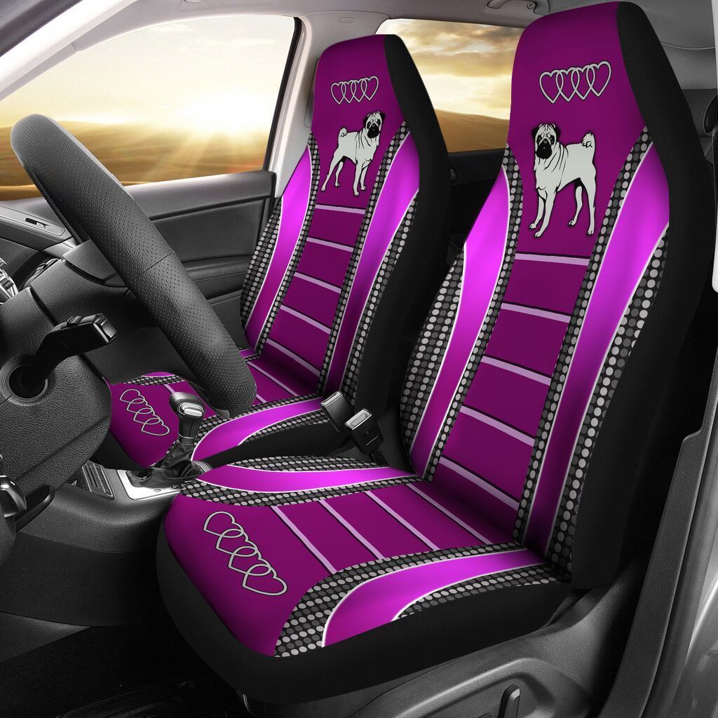 208CNVPETDS – Pug Heart Pink Car Seat Covers