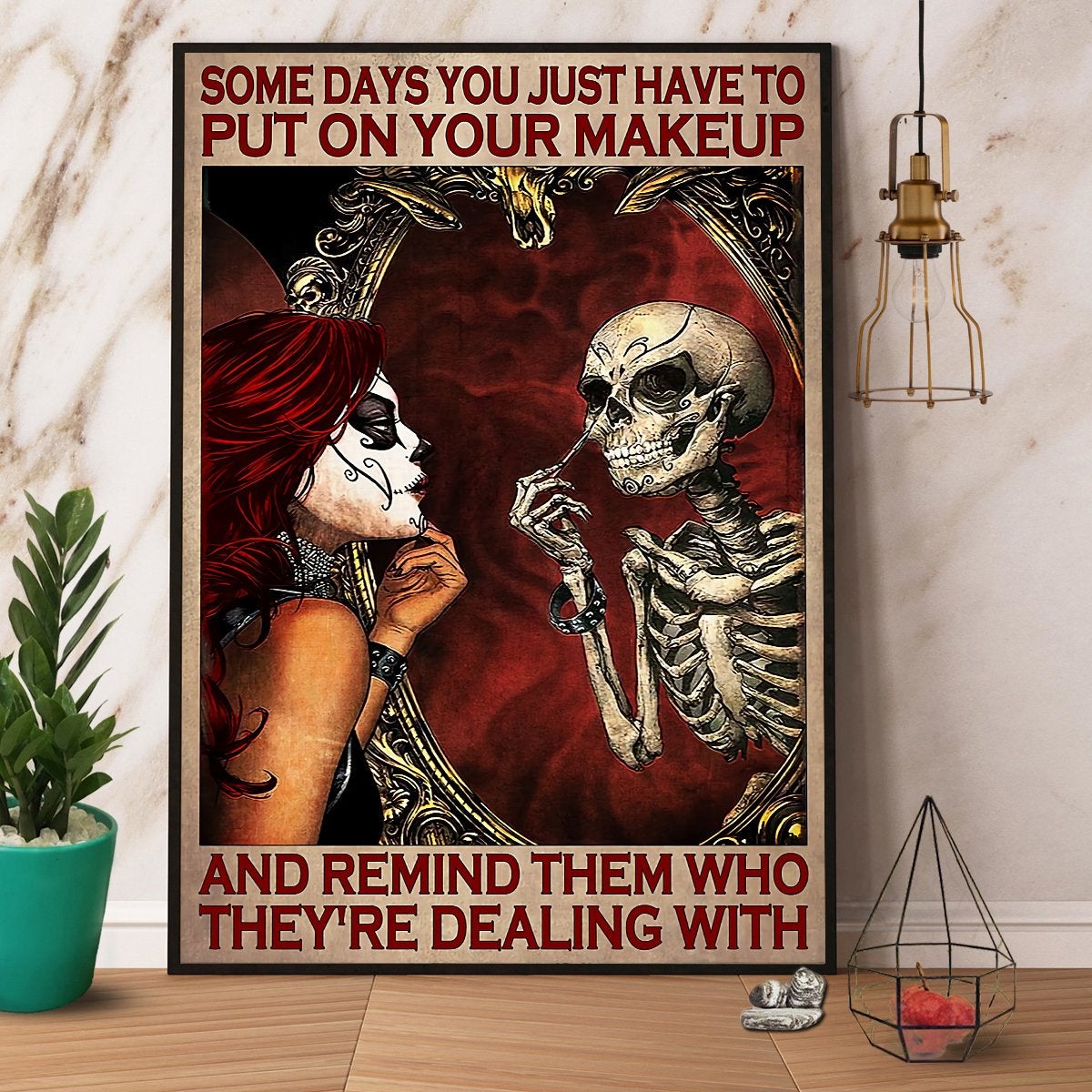 Halloween Skeleton Put On Your Makeup Remind Them Dealing With Canvas And Poster, Canvas Prints, My Poster Wall, Canvas Wall Art, Wall Decor Visual Art, Halloween Gift, Happy Halloween