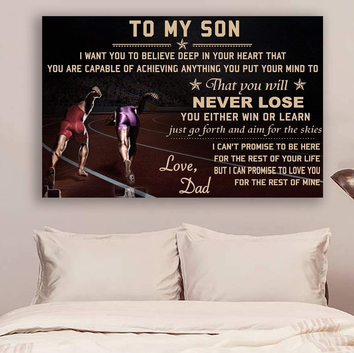 Poster for Room Aesthetic -Command Strips Wall Decor – Cv796 Lh Athletics Poster – Dad to Son – Never Lose