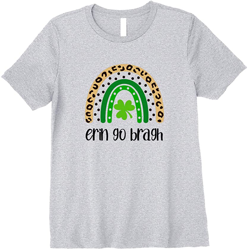 Womens Erin Go Bragh Ireland Forever Leopard Print Rainbow Premium T-Shirt