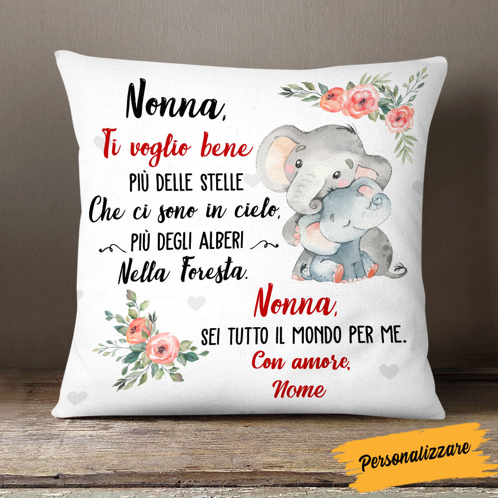 Personalized Elephant Mom Grandma Italian Mamma Nonna Pillow AP159 95O58 (Insert Included)