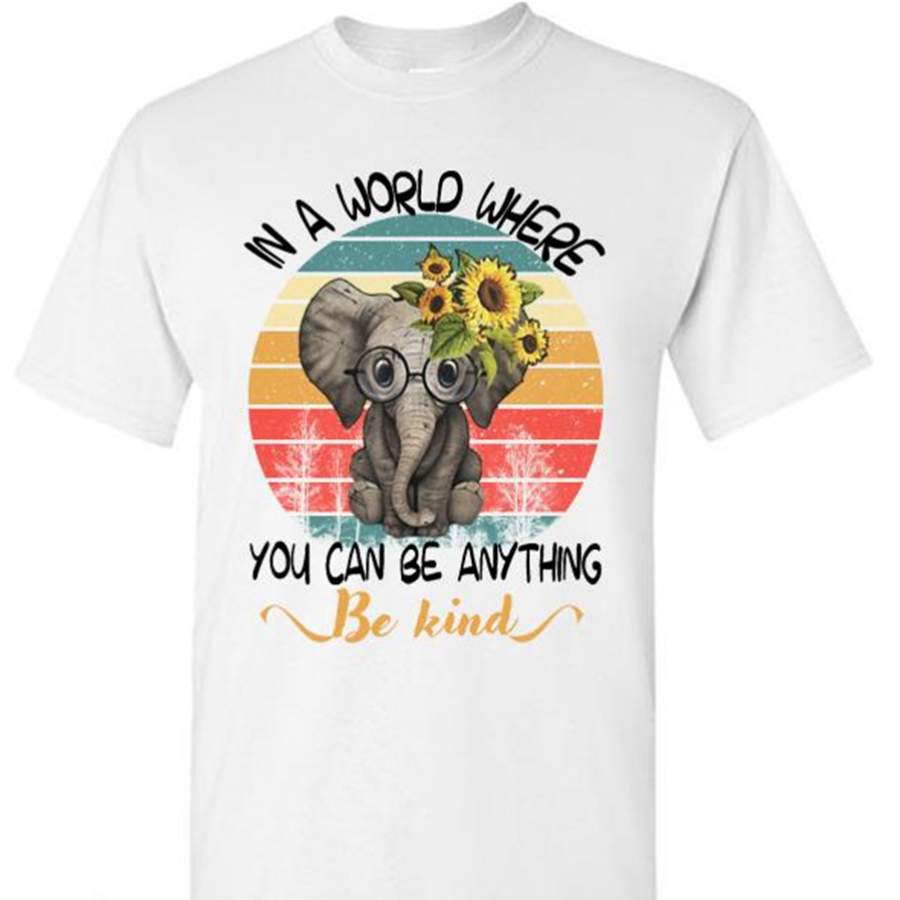 Elephant In A World Where You Can Be Anything Be Kind Vintage – Gildan Short Sleeve Shirt