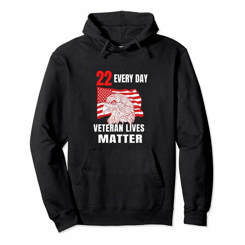 22 Every Day Veteran Lives Matter Veteran Suicide Awareness Pullover Hoodie