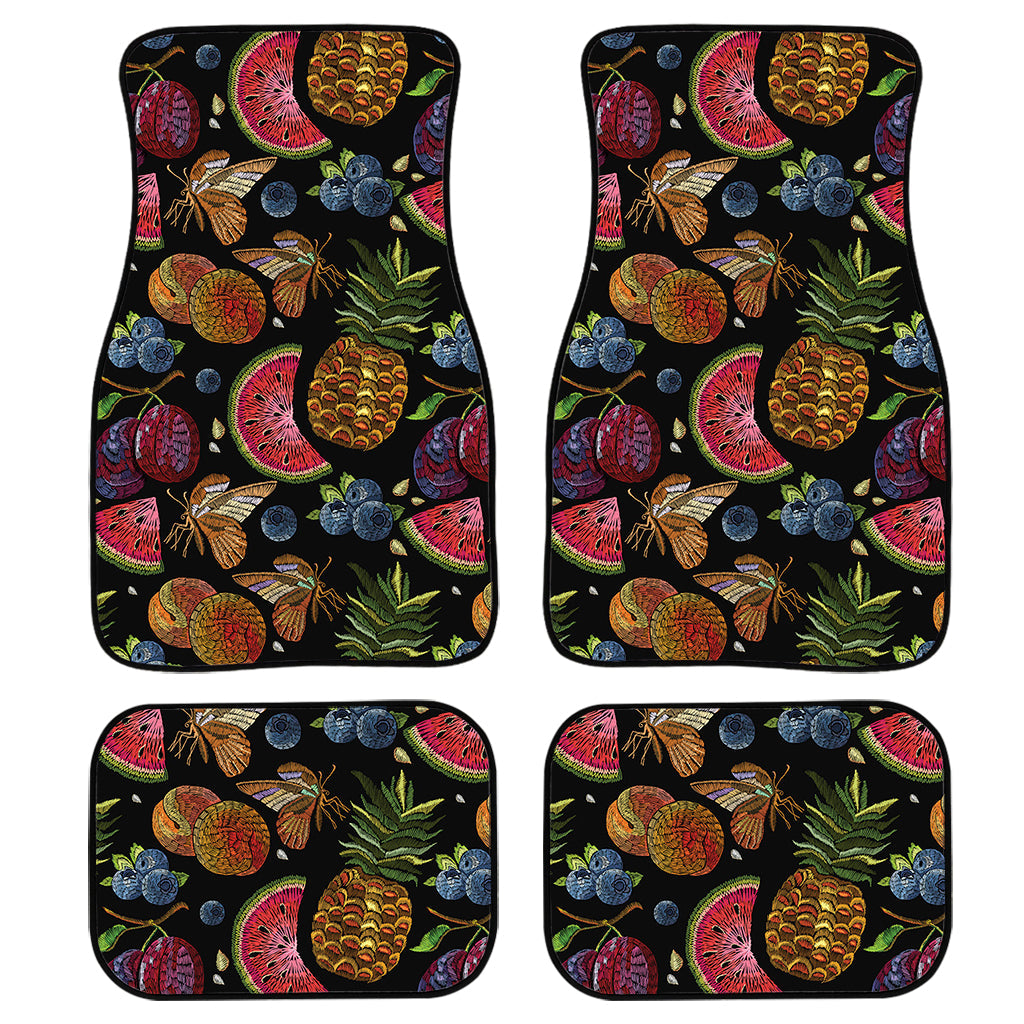 Embroidery Tropical Pattern Print Front And Back Car Floor Mats, Front Car Mat