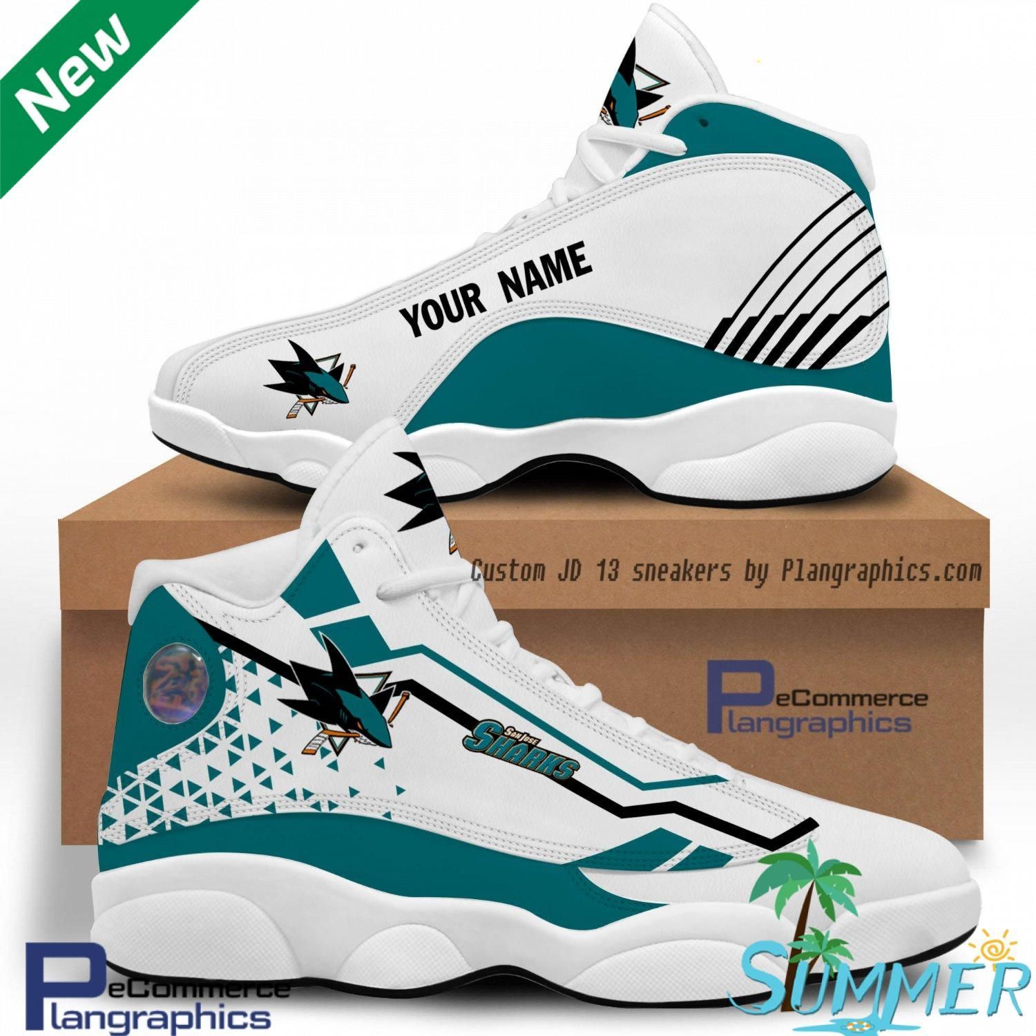 Custom San Jose Sharks Jd13 Sneakers Sneakers Air Jordan 13 Sneaker Jd13 Sneakers Personalized Shoes Design