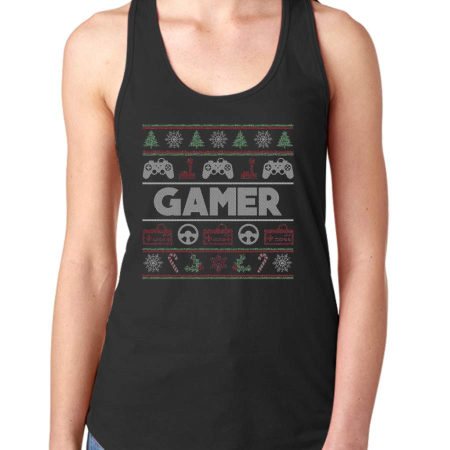 Ugly Christmas Sweater gamer Women Tank Top