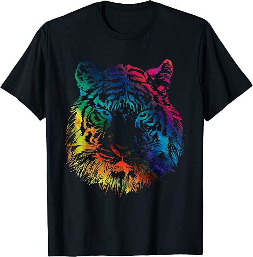 Rainbow Tiger Graphic Animal Lover T-Shirt