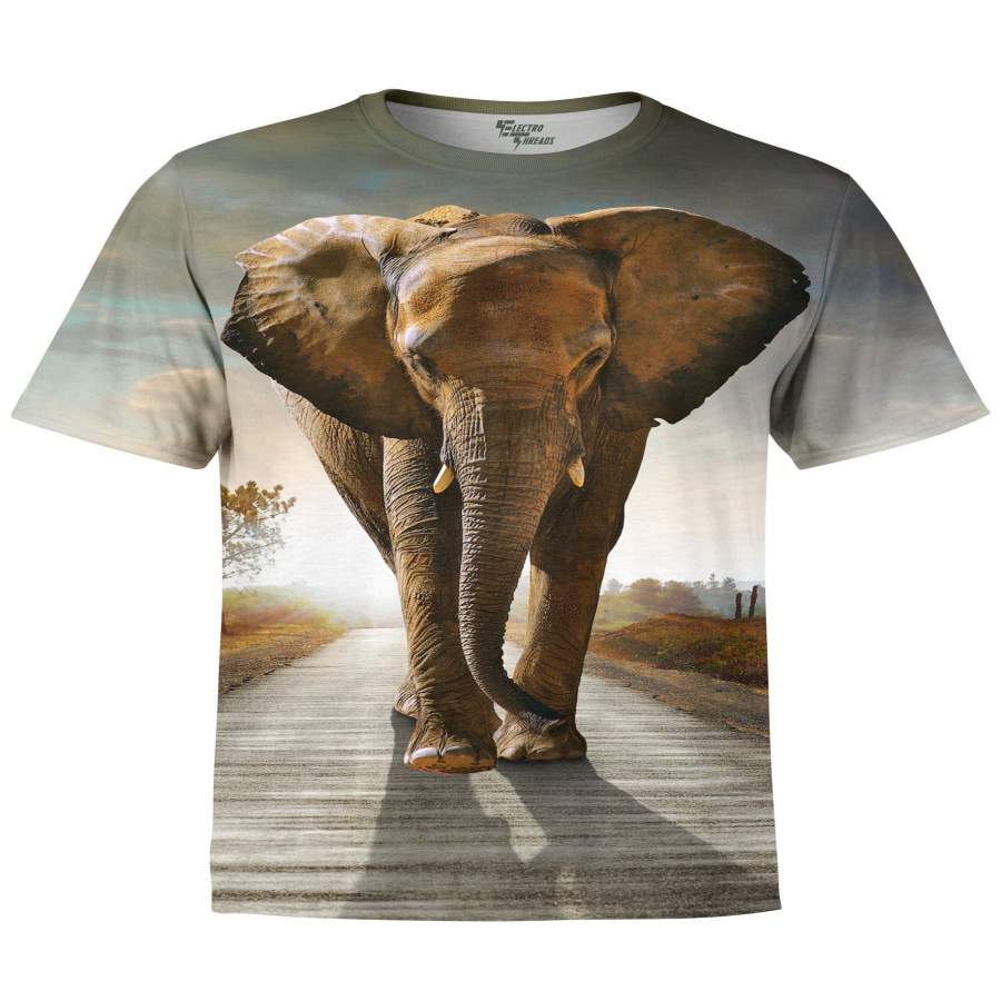 Walking With Elephants  Crew Men/Women 3D All-Over Print Tshirt