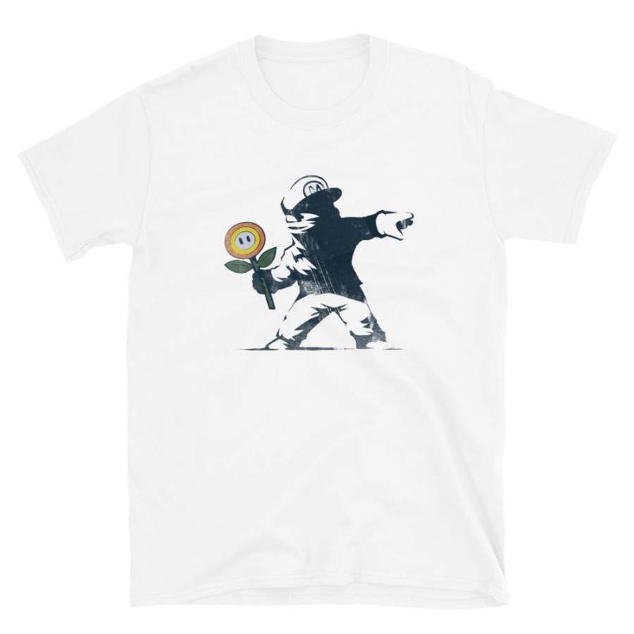 Banksy Mario Parody Flower Thrower T-Shirt