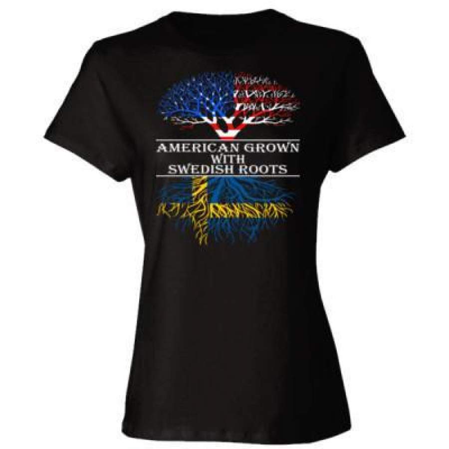 AGR American Grown With Swedish Roots – Ladies’ Cotton T-Shirt