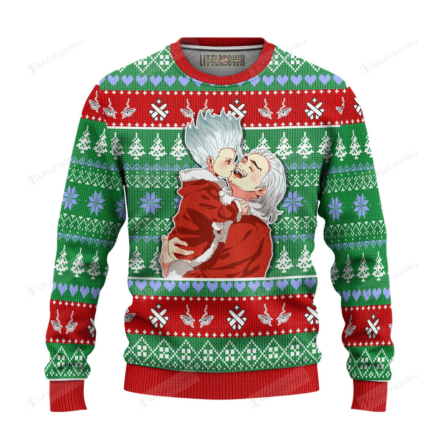 Byakuya X Senku Anime Dr Stone Ugly Christmas Sweater, All Over Print Sweatshirt