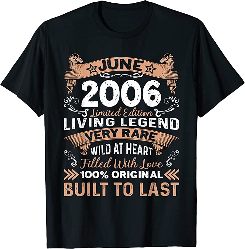 15th Birthday Gift 15 Years Old Retro Vintage June 2006 T-Shirt