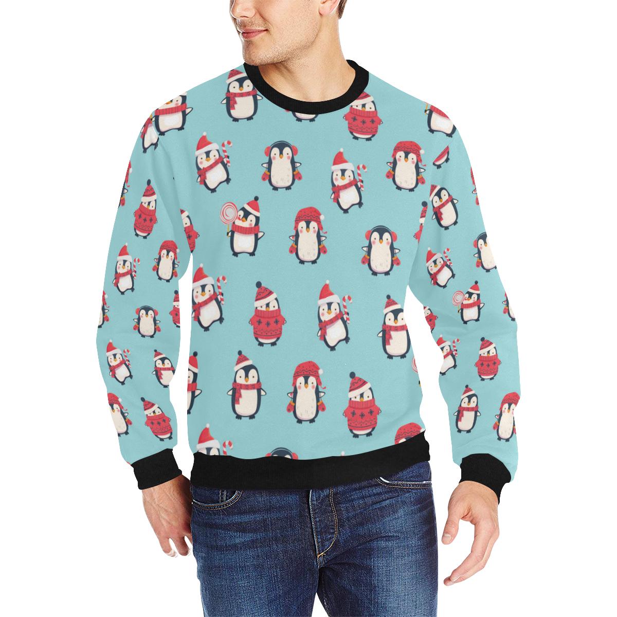 Cute penguin christmas  design pattern Men’s Crew Neck Sweatshirt