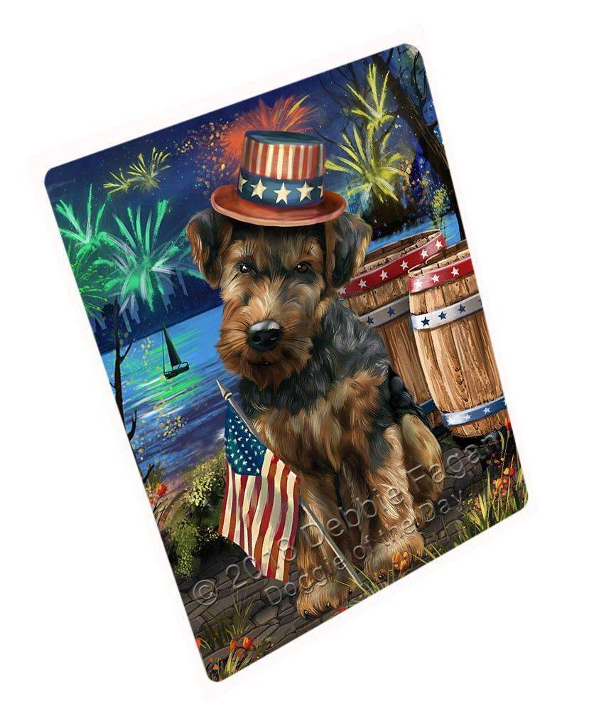 4Th Of July Independence Day Fireworks Airedale Terrier Dog At The Lake Blanket Blnkt74235