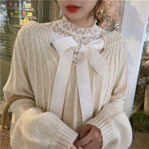 Sweater Women Baggy 3XL Elegant Korean Chic Lace-up Design Popular Vintage Ladies Knitwear All-match Autumn Female Pullovers Ins alx