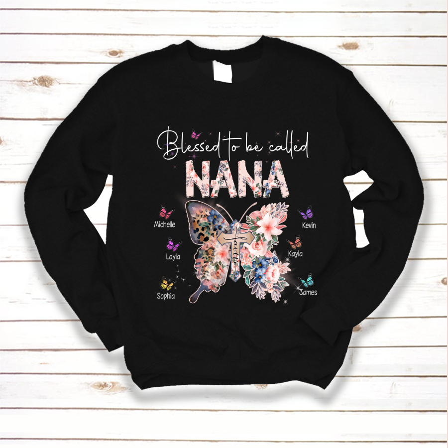 Blessed To Be Called Nana Butterfly Flower Sweatshirt