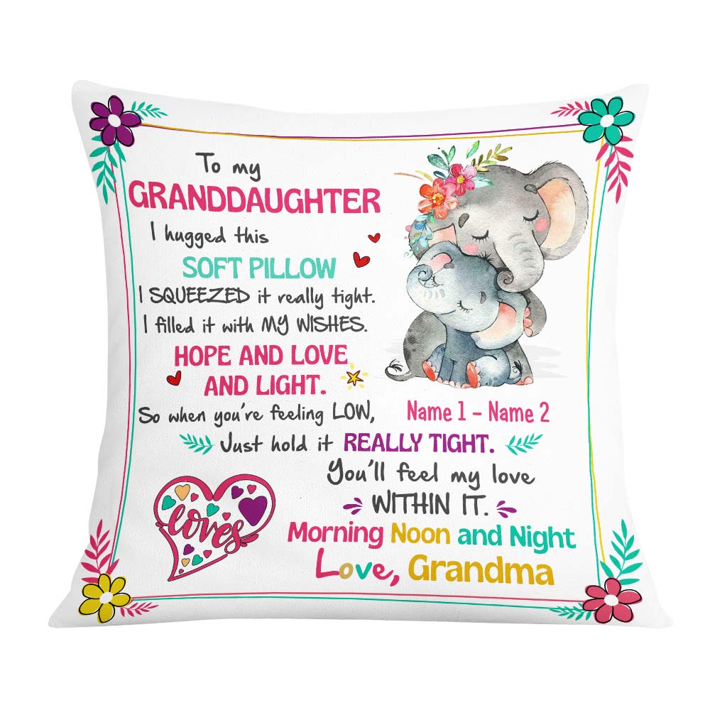 Personalized Elephant Mom Grandma Daughter Granddaughter Hug This Pillow Db242 87O57