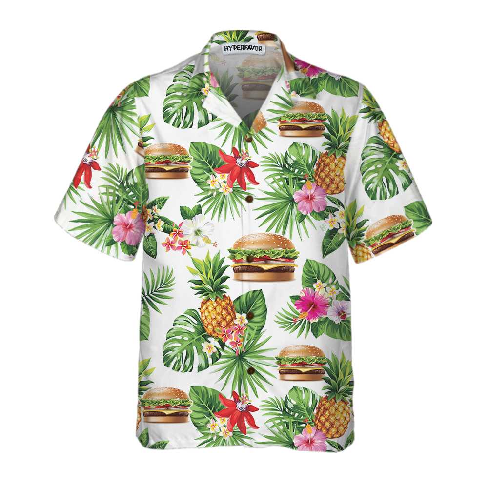 Tropical Burger Aloha Hawaiian Shirt, Funny Hamburger Shirt For Men & Women