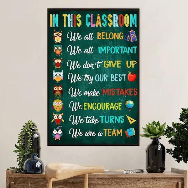 In This Class Room We All Belong Back To School Portrait Poster & Canvas Home & Classroom Decor Wall Meaningful Gift For Student  Friend Teacher Parents