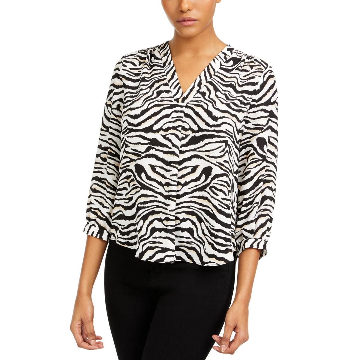 Womens V-Neck Animal Print Top